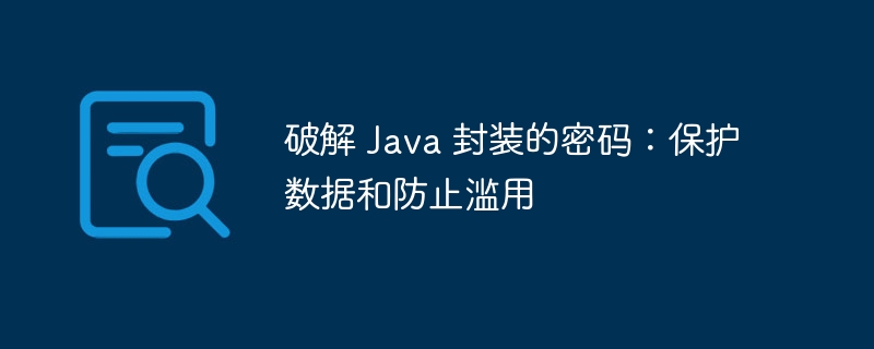 破解 Java 封装的密码:保护数据和防止滥用