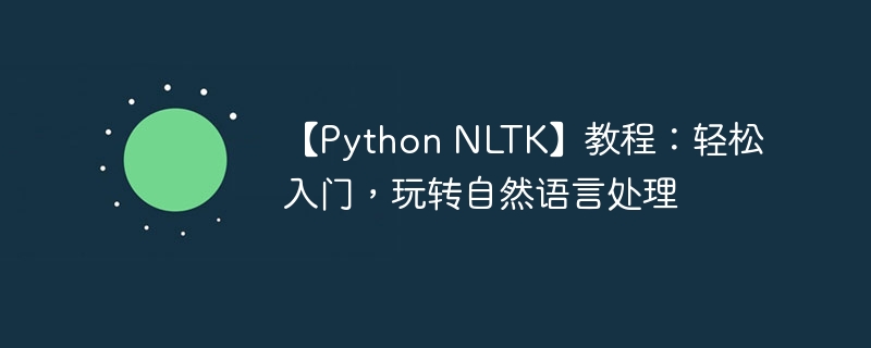 【Python NLTK】教程:轻松入门,玩转自然语言处理