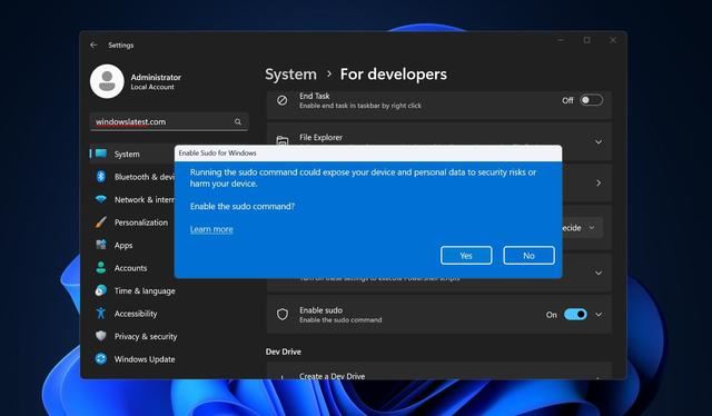 微软确认Win11 Build 26052 预览版原生支持 Sudo 命令