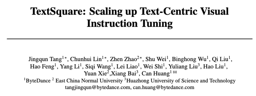 8B文字多模态大模型指标逼近GPT4V,字节、华师、华科联合提出TextSquare