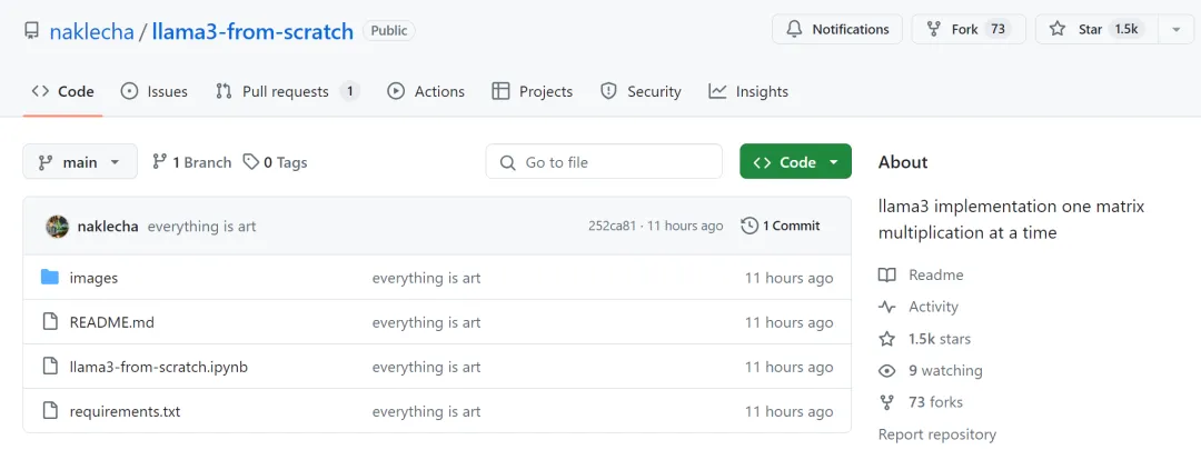 Karpathy称赞,从零实现LLaMa3项目爆火,半天1.5k star