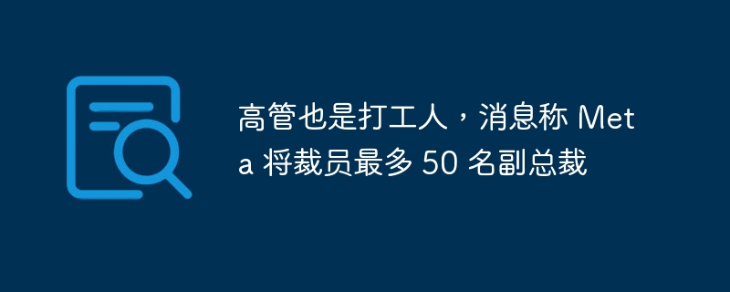高管也是打工人,消息称 Meta 将裁员最多 50 名副总裁