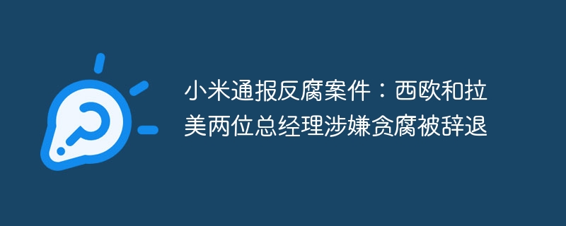 小米通报反腐案件:西欧和拉美两位总经理涉嫌贪腐被辞退