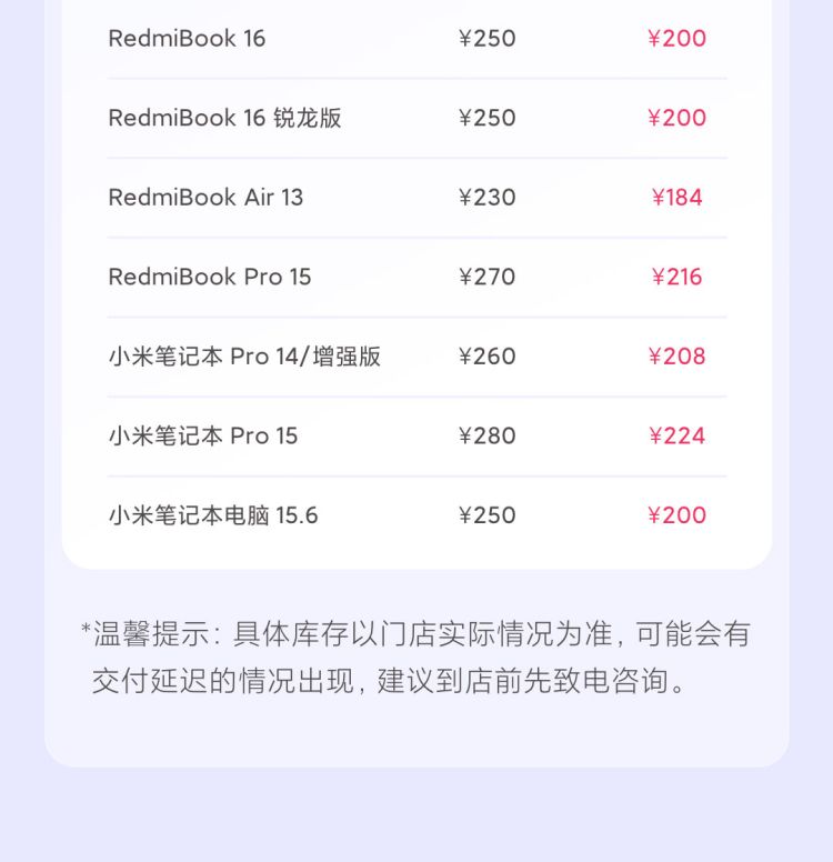 小米感恩季活动开启：80 款手机换电池 8 折、全系笔记本清洁 5 折，49.5 元起