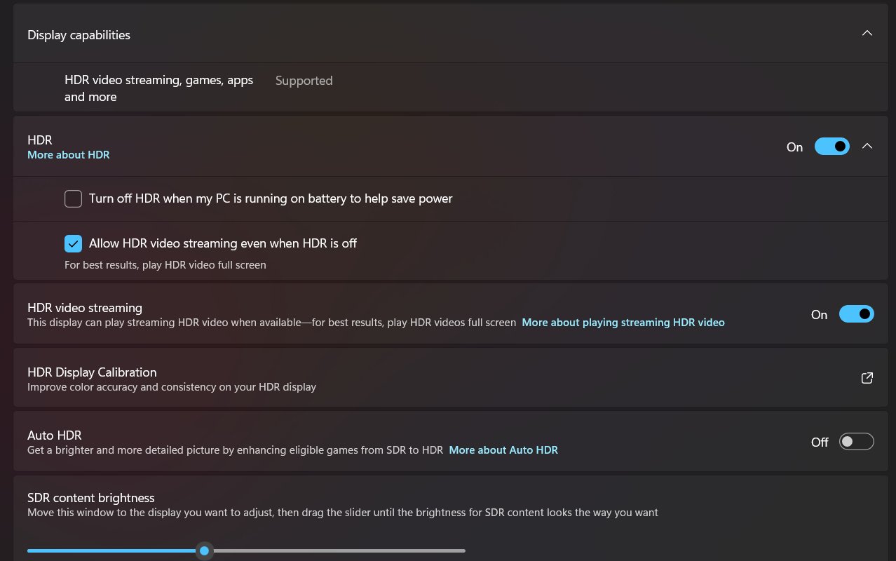 Win11 Build 27686预览版 新增 HDR 视频流测试功能