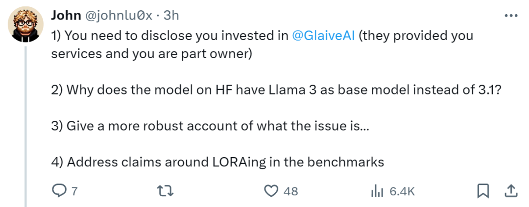 这就翻车了?Reflection 70B遭质疑基模为Llama 3,作者:重新训练