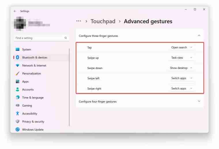 Win11触摸板手势自定义设置方法