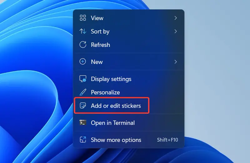 Windows 11 22H2怎么启用桌面贴纸Desktop Stickers功能