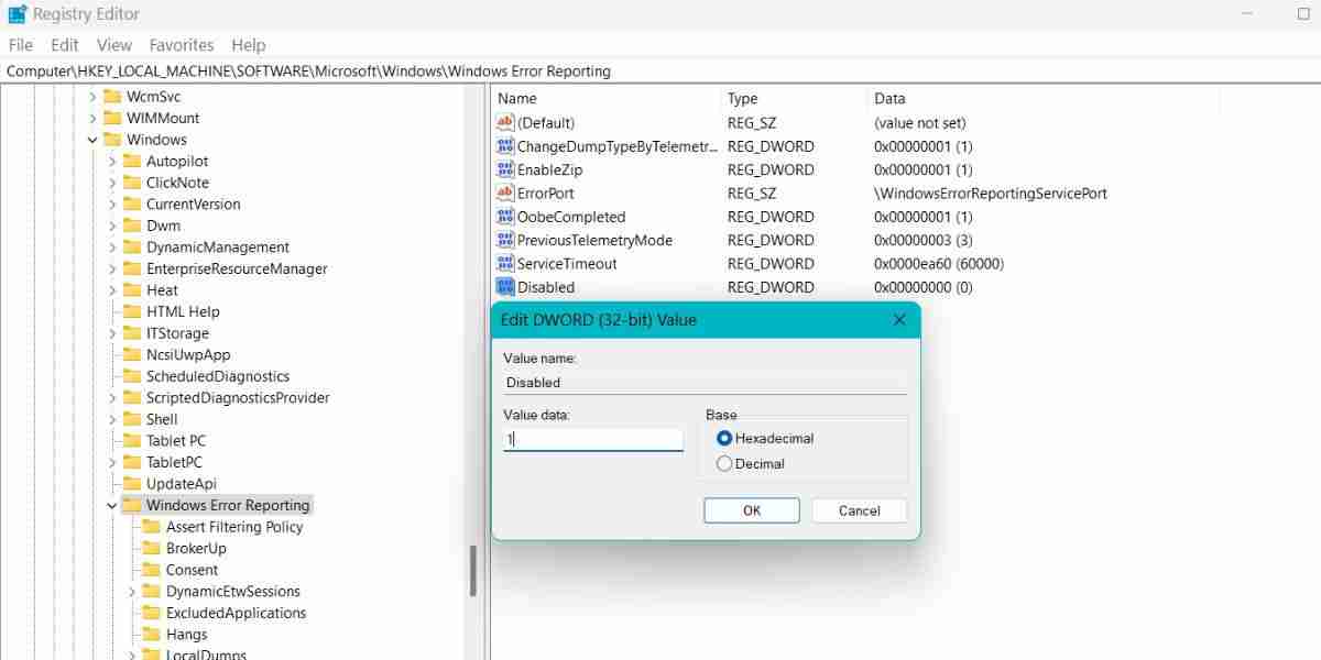 如何在Windows中禁用错误​​报告