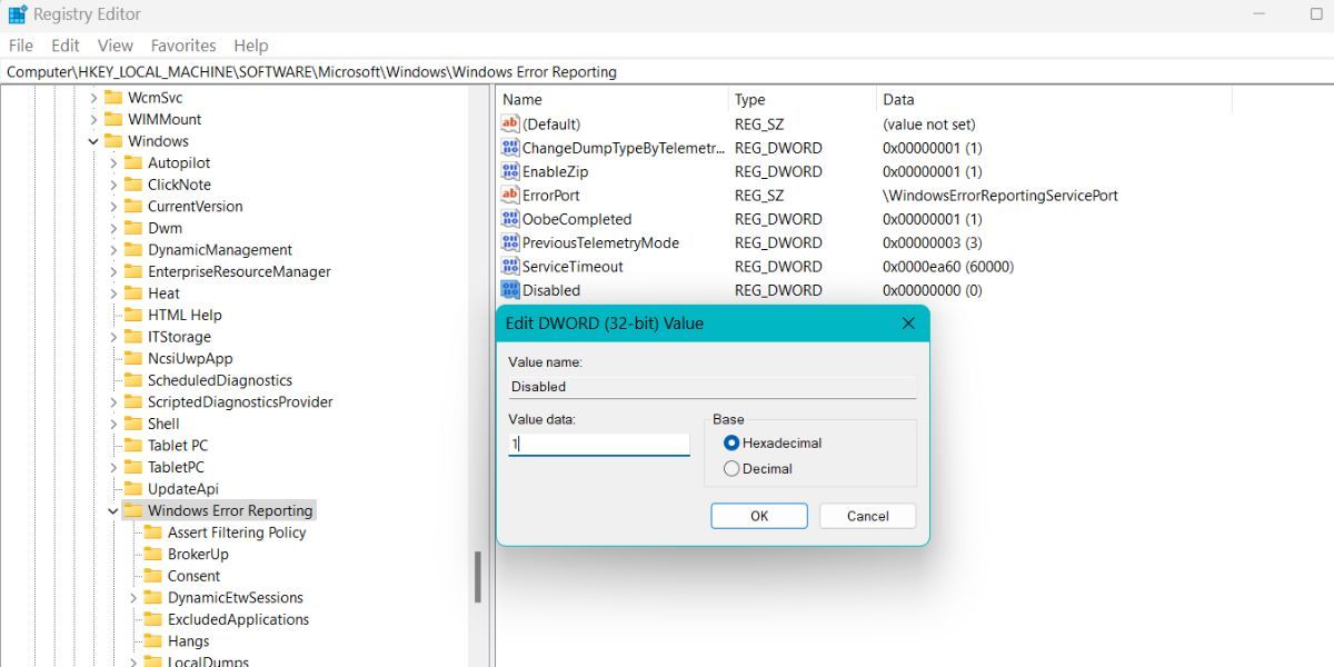 如何在Windows中禁用错误​​报告