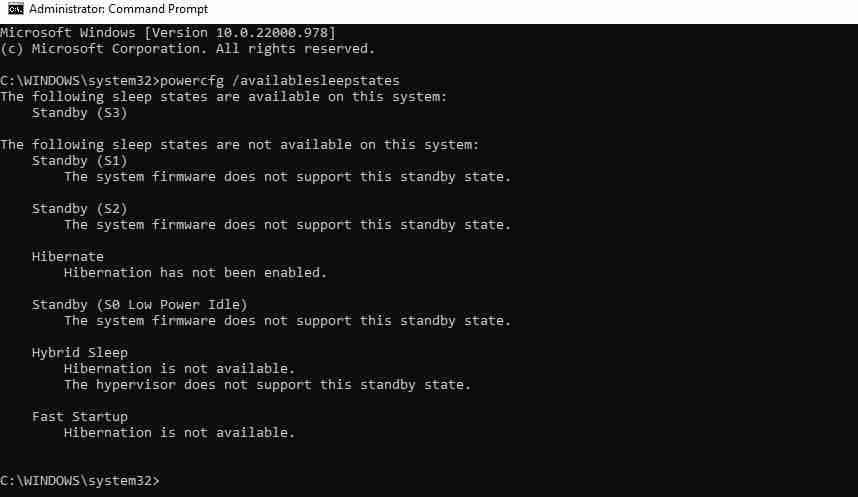 如何检查Windows 11上支持的电源状态