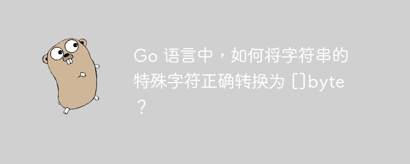 Go 语言中，如何将字符串的特殊字符正确转换为 []byte？