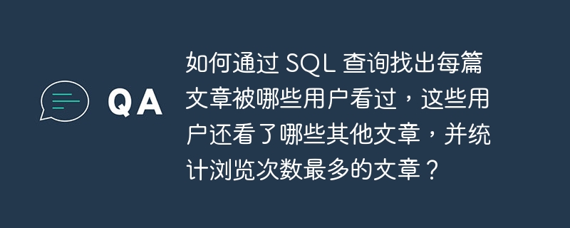 如何通过 SQL 查询找出每篇文章被哪些用户看过,这些用户还看了哪些其他文章,并统计浏览次数最多的文章?