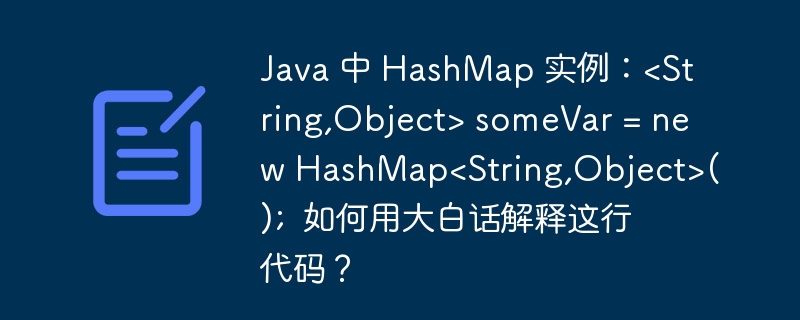 Java 中 HashMap 实例：<String,Object> someVar = new HashMap<String,Object>();  如何用大白话解释这行代码？