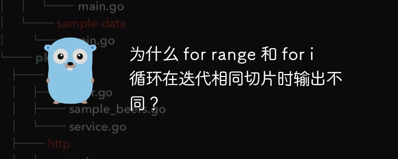 为什么 for range 和 for i 循环在迭代相同切片时输出不同?