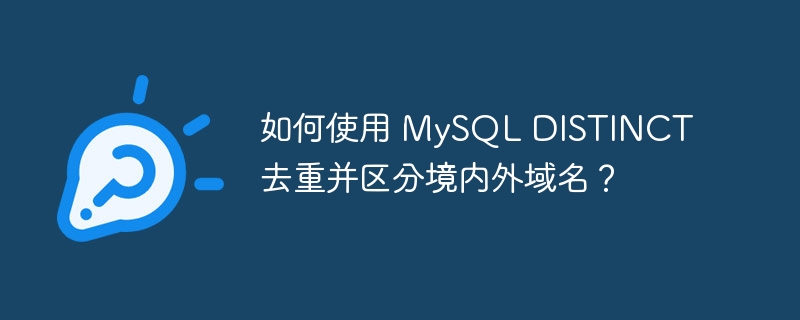 如何使用 MySQL DISTINCT 去重并区分境内外域名？
