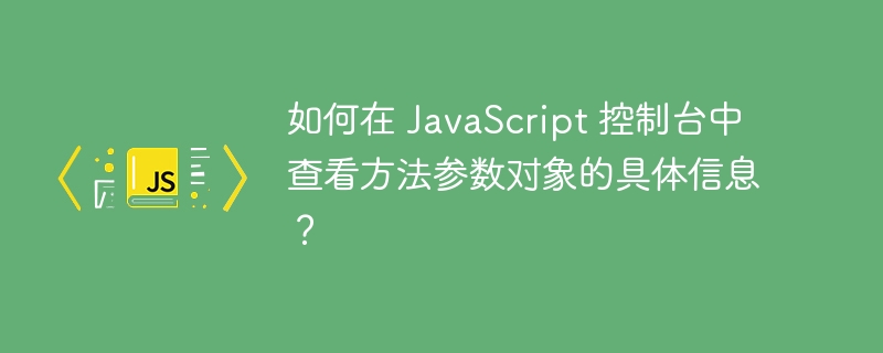 如何在 JavaScript 控制台中查看方法参数对象的具体信息？