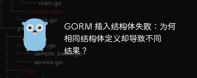 GORM 插入结构体失败：为何相同结构体定义却导致不同结果？