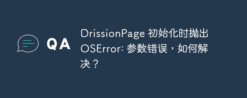 DrissionPage 初始化时抛出 OSError: 参数错误，如何解决？