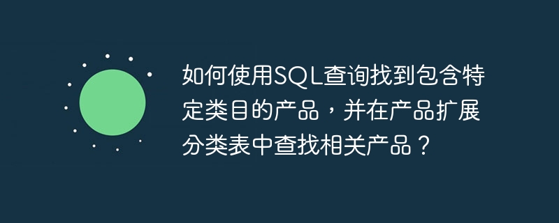 如何使用SQL查询找到包含特定类目的产品，并在产品扩展分类表中查找相关产品？