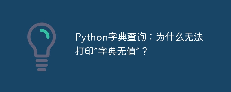 Python字典查询：为什么无法打印“字典无值”？