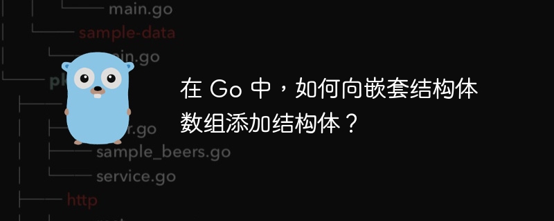 在 Go 中，如何向嵌套结构体数组添加结构体？