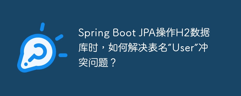 Spring Boot JPA操作H2数据库时,如何解决表名“User”冲突问题?