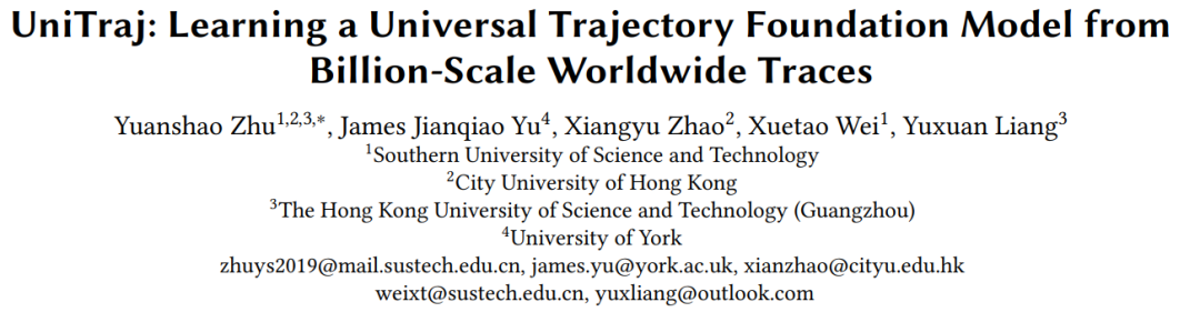 全球十亿级轨迹点驱动,首个轨迹基础大模型来了