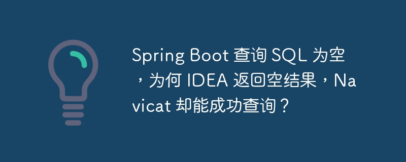 Spring Boot 查询 SQL 为空,为何 IDEA 返回空结果,Navicat 却能成功查询?