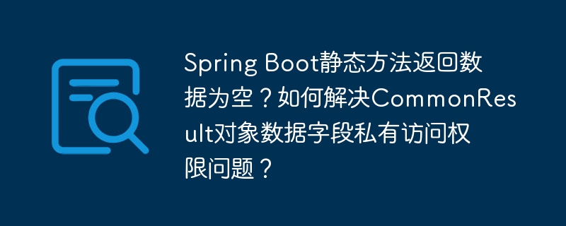 Spring Boot静态方法返回数据为空?如何解决CommonResult对象数据字段私有访问权限问题?