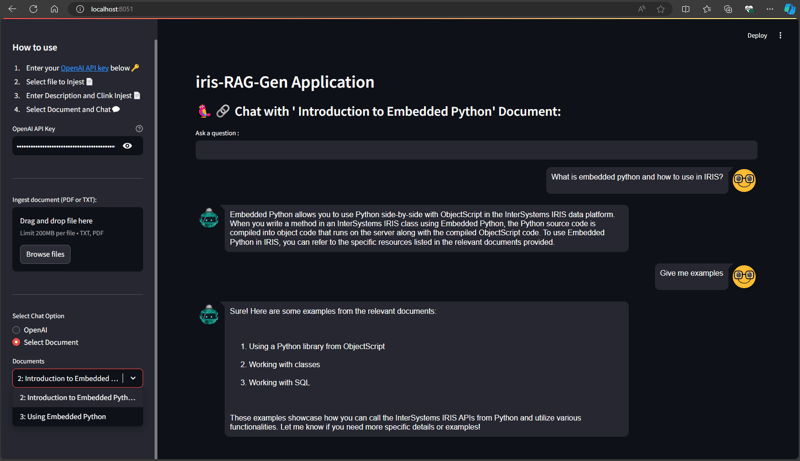 IRIS-RAG-Gen：由 IRIS 矢量搜索提供支持的个性化 ChatGPT RAG 应用程序