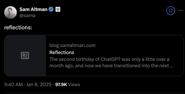 奥特曼年终总结,明确AGI如何实现,2025奔向超级智能