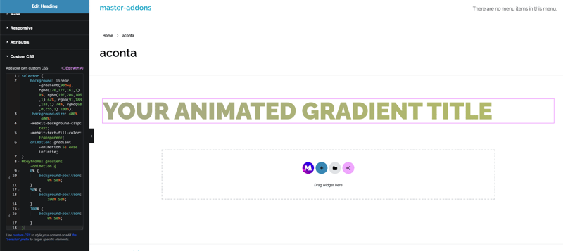 如何在 Elementor 中添加动画渐变文本?