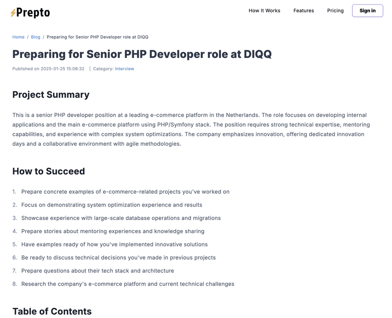 构建了一个将面试准备过程变成博客文章的功能