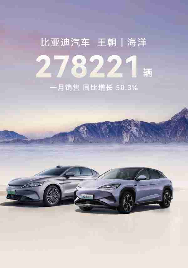 比亚迪公布1月份销售数据 共销售300538辆同比大增