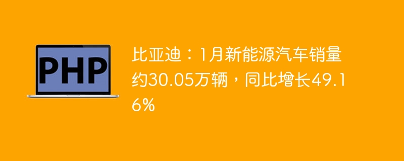 比亚迪：1月新能源汽车销量约30.05万辆，同比增长49.16%