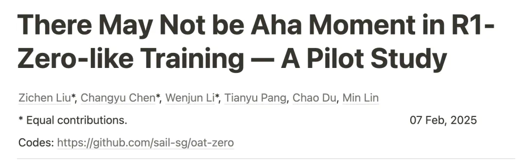 华人研究团队揭秘：DeepSeek-R1-Zero或许并不存在「顿悟时刻」