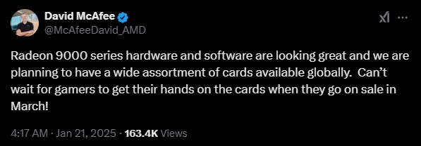 AMD 9000系列或将在3月推出！给RTX 50系显卡让路？