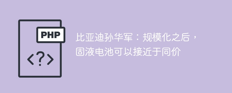 比亚迪孙华军：规模化之后，固液电池可以接近于同价