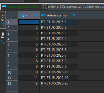 在数据库中查找跳过的参考号