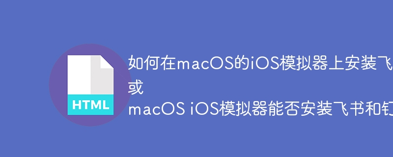 macOS模拟器装飞书钉钉？