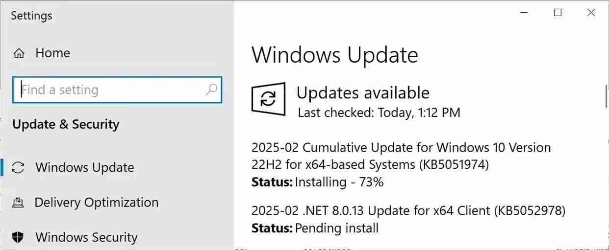 Win10 22H2二月累积更新KB5051974导致开始菜单出现故障