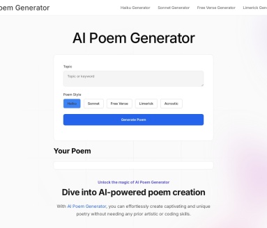 AI诗歌生成器：一键创作俳句、十四行诗等多种诗歌形式