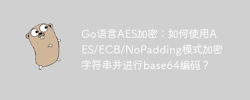 Go语言AES加密:如何使用AES/ECB/NoPadding模式加密字符串并进行base64编码?
