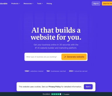 Durable AI网站构建器：30秒内为小型企业打造专业网站