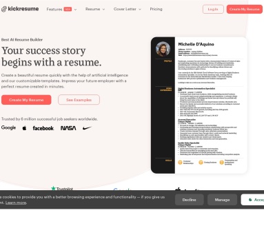 Kickresume：AI驱动的高效简历和求职信构建器