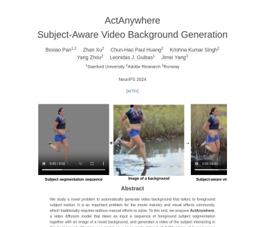 ActAnywhere：斯坦福与Adobe联合开发的视频背景生成利器