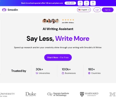 Smodin: 多语言AI写作助手，提升写作效率