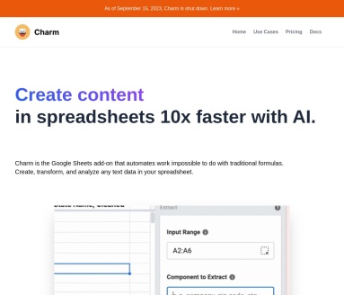 Charm：AI驱动的Google Sheets插件，数据处理与内容生成的利器