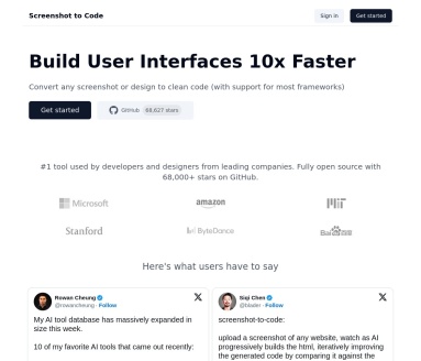 Screenshot to Code：AI驱动屏幕截图转前端代码工具，提升开发效率
